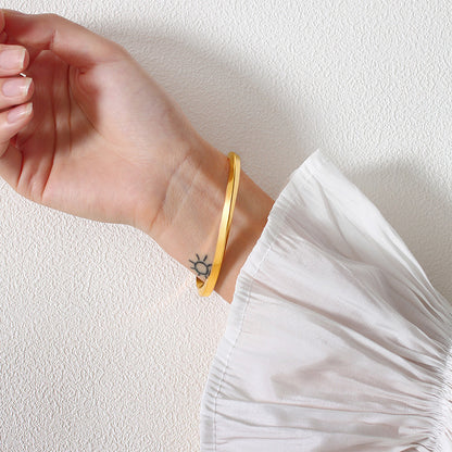 Rockyu C型チタンバングル レディース メンズ兼用 シルバー ゴールド ピンクゴールド ブラック サイズ調整可