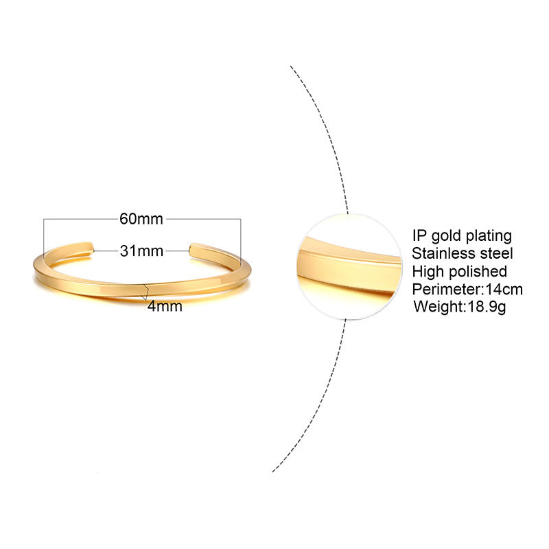 Rockyu C型チタンバングル レディース メンズ兼用 シルバー ゴールド ピンクゴールド ブラック サイズ調整可