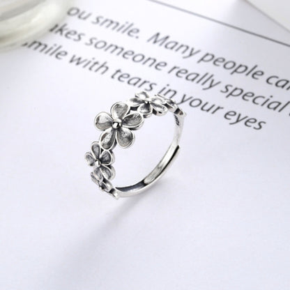 Rockyu 菊花モチーフリング レディース シルバー925 ヴィンテージ調 フリーサイズ