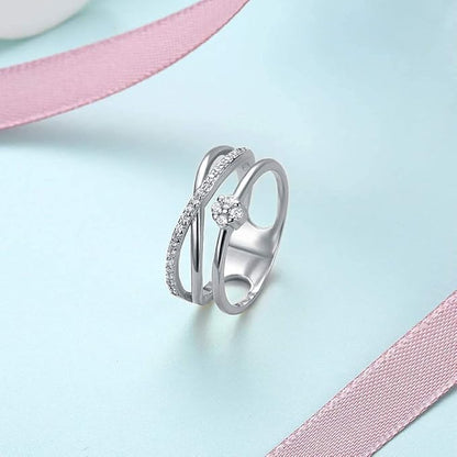 Rockyu 指輪 レディース 18K ピンクゴールド キラキラ おしゃれ リング 華奢デザイン ジュエリー 女性 プレゼント