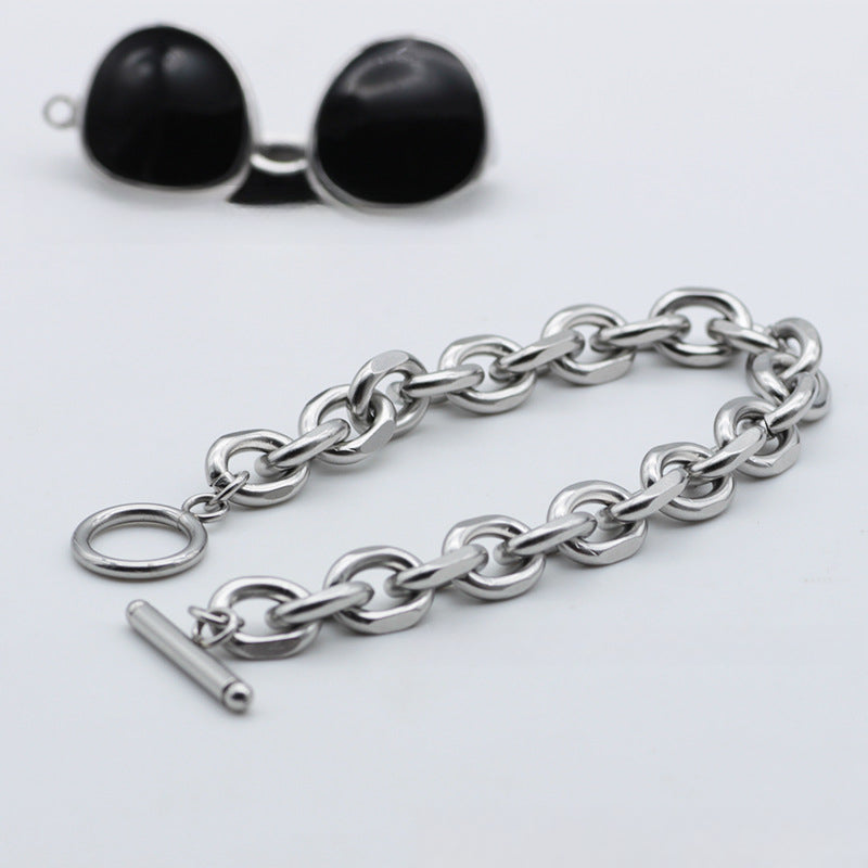 Rockyu チェーンブレスレット メンズ シルバー OTマンテル留め具 ステンレス製 男女兼用