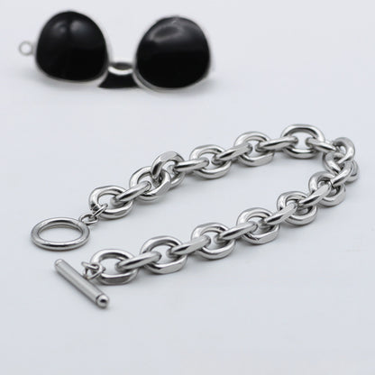 Rockyu チェーンブレスレット メンズ シルバー OTマンテル留め具 ステンレス製 男女兼用