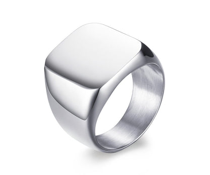 Rockyu 印台リング メンズ おしゃれ 幅広 ステンレス製 金属アレルギー対応