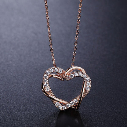 Rockyu ハートモチーフ ネックレス レディース ジルコニア 18Kローズゴールド仕上げ 鏡面仕上げ アレルギー対応