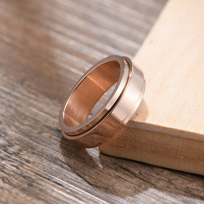 スピナー チタンリング メンズ スタイリッシュ IPメッキ 6mm 幅広デザイン