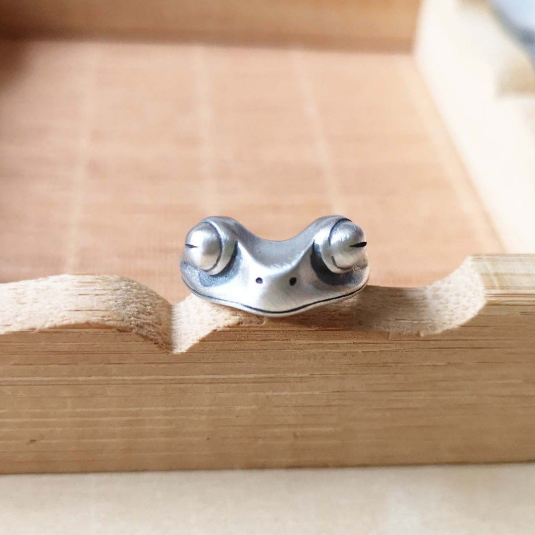 Rockyu カエルリング レディース シルバー925 ユニーク フリーサイズ ピンキー対応