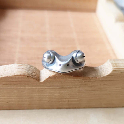 Rockyu カエルリング レディース シルバー925 ユニーク フリーサイズ ピンキー対応