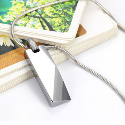 Rockyu メンズネックレス スティックプレートペンダント タングステン風デザイン シルバー ブラック ブルー おしゃれ ステンレス製