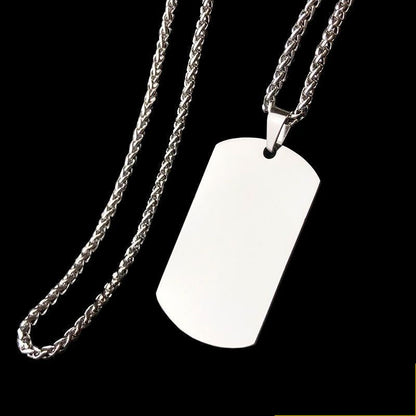 Rockyu ネックレス メンズ タングステンプレート 長方形ペンダント ベネチアンチェーン