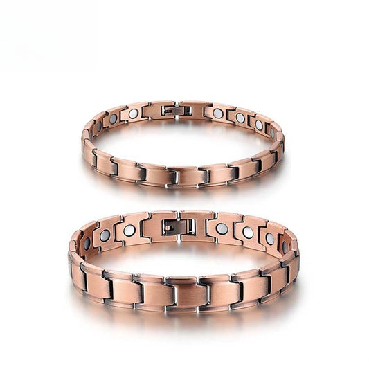 Rockyu メンズ ブレスレット 磁気 ピンクゴールド 銅製 シンプル カジュアル