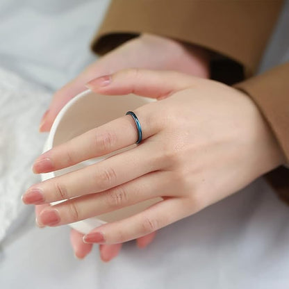 Rockyu タングステン リング 細身 2mm シンプル おしゃれ 指輪 男女兼用 全5色