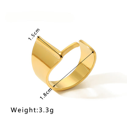 Rockyu イニシャルリング A〜Z選べる 太めゴールド フリーサイズステンレス指輪