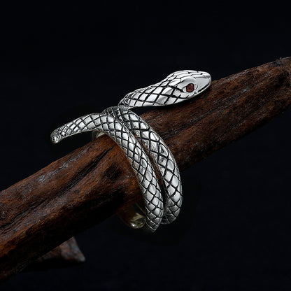 Rockyu 蛇形シルバーリング｜開口デザインの個性派ヴィンテージ指輪