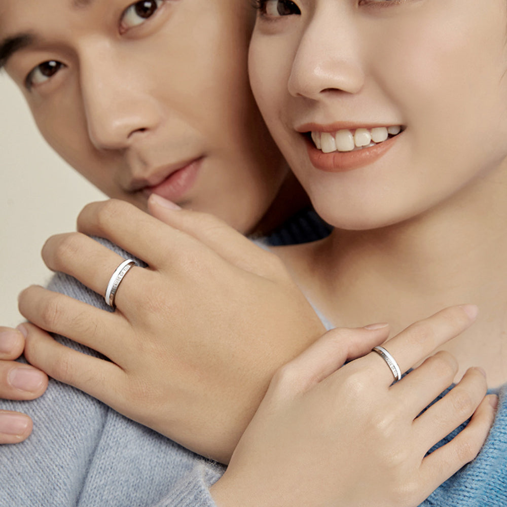 Rockyu ペアリング カップル用 ローマ数字刻印 フリーサイズ シルバー925リング