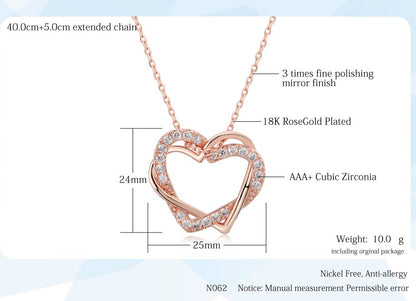 Rockyu ハートモチーフ ネックレス レディース ジルコニア 18Kローズゴールド仕上げ 鏡面仕上げ アレルギー対応