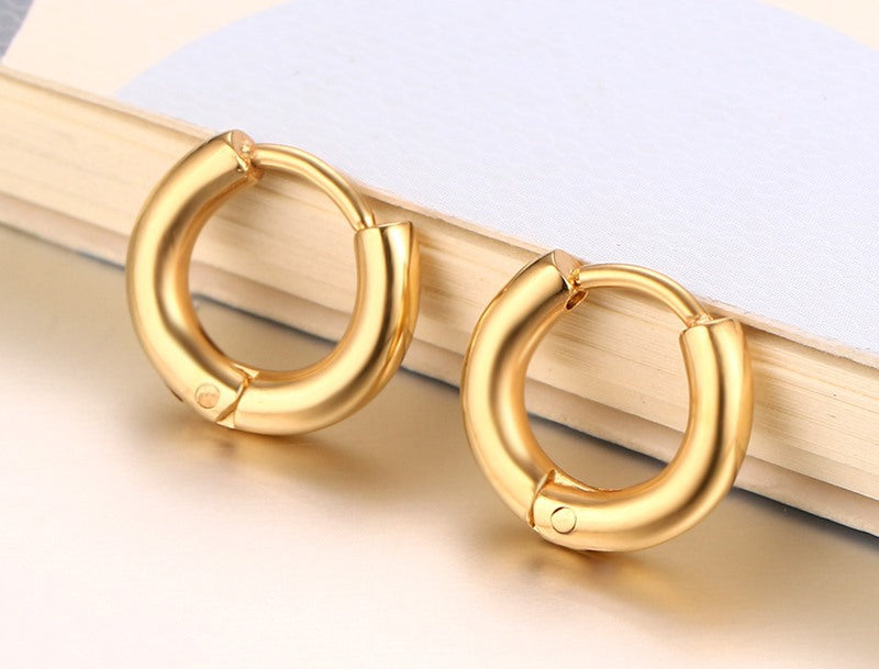 Rockyu フープピアス レディース メンズ ユニセックス シンプル ゴールド＆シルバー 11mm〜30mm