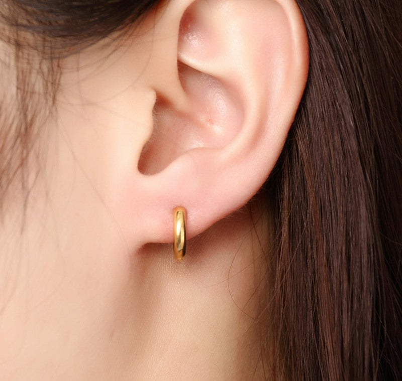 Rockyu フープピアス レディース メンズ ユニセックス シンプル ゴールド＆シルバー 11mm〜30mm