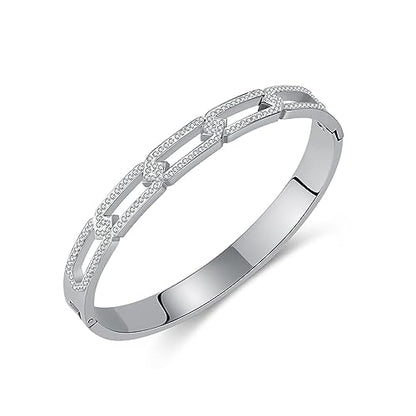 バングル レディース ゴールド シルバー ステンレス 金属アレルギー対応 ジルコニア 透かしデザイン