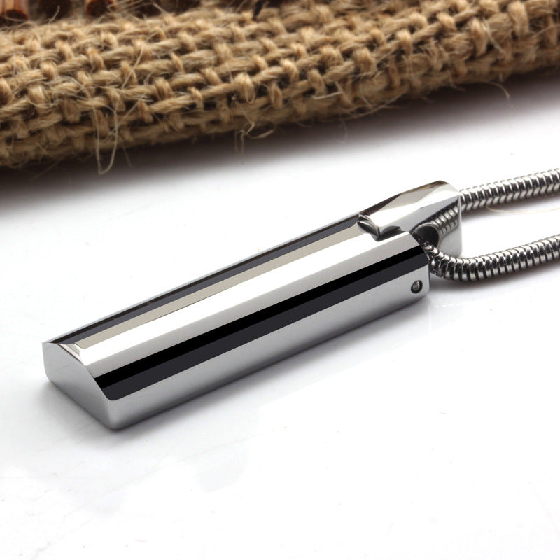 Rockyu ネックレス メンズ 長方形 スティック シルバー タングステン