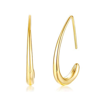 Rockyu ピアス レディース 雫型 シンプル K18コーティング 金属アレルギー対応