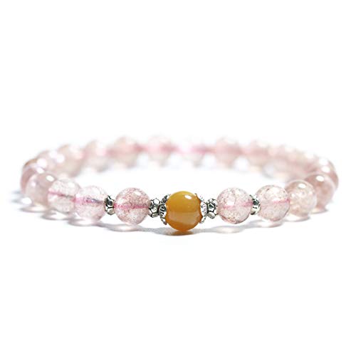 Rockyu ブレスレット レディース ピンククリスタル 天然石 ビーズ 数珠ブレス おしゃれアクセサリー