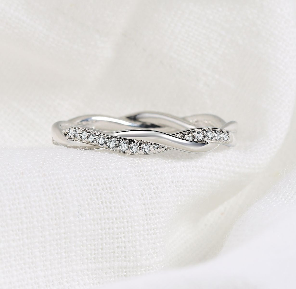 Rockyu ひねりデザイン ジルコニアリング 3色セット レディース 細身 ステンレス アレルギー対応