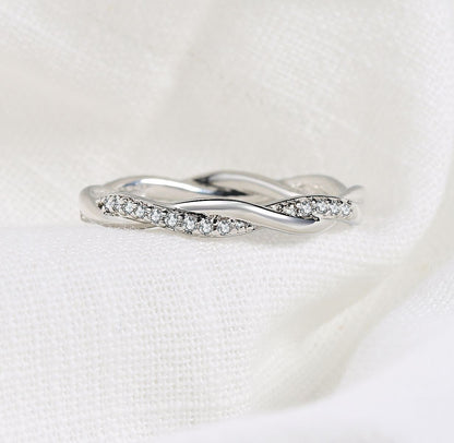 Rockyu ひねりデザイン ジルコニアリング 3色セット レディース 細身 ステンレス アレルギー対応