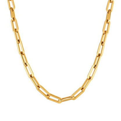 Rockyu ネックレス レディース メンズ ペーパークリップチェーン 幅0.5cm 長さ40〜45cm ゴールド/シルバー