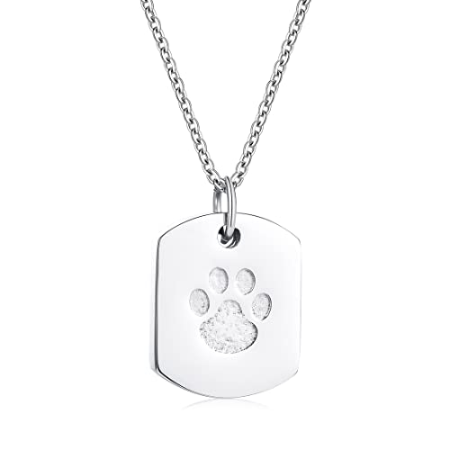 Rockyu ネックレス メンズ シルバー チェーン 手元供養 肉球ペンダント チタン素材 誕生日やパーティー ギフトにも