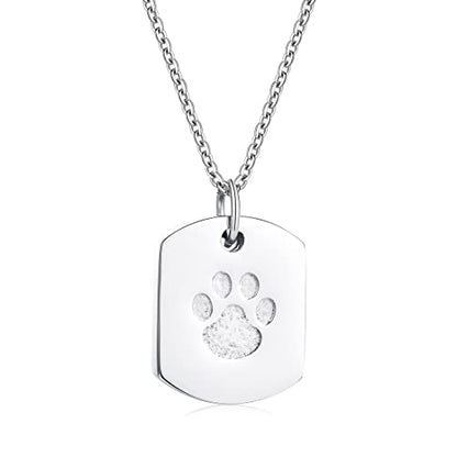 Rockyu ネックレス メンズ シルバー チェーン 手元供養 肉球ペンダント チタン素材 誕生日やパーティー ギフトにも
