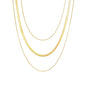 Rockyu ネックレス レディース ゴールド ステンレス製 三連チェーン 3.2mm 調整可能 IPゴールドメッキ アレルギー対応