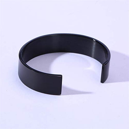 シンプルバングル メンズブレスレット｜Rockyu ステンレス ブラック 高級IP仕上げ