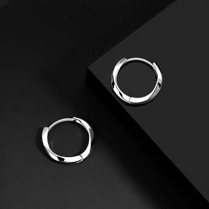 Rockyu ピアス メンズ シルバー925 フープピアス モビウスデザイン ツイスト加工 小さめ シンプル おしゃれ