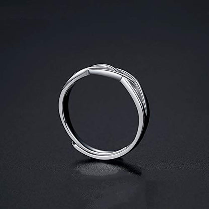 Rockyu 指輪 メンズ フリーサイズ シルバー925 ツイストデザイン シンプルリング