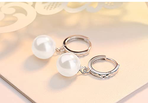 Rockyu イヤリング レディース フープ パール 揺れる シルバー ステンレス製 丸形 ピアス風 アクセサリー
