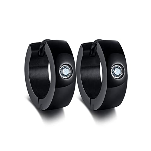 Rockyu サージカルステンレス フープピアス メンズ レディース 幅広 シンプル ジルコニア 金属アレルギー対応