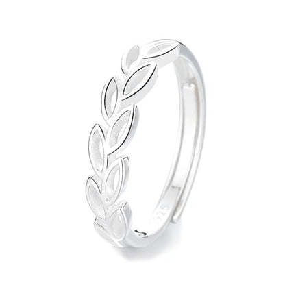 Rockyu 指輪 レディース フリーサイズ シルバー925 葉モチーフ リング 透かし彫り おしゃれ 幸運 プレゼント