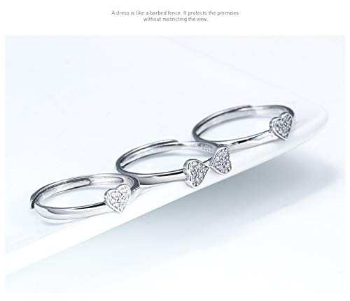 Rockyu クローバー風3連ハートリング レディース フリーサイズ シルバー925