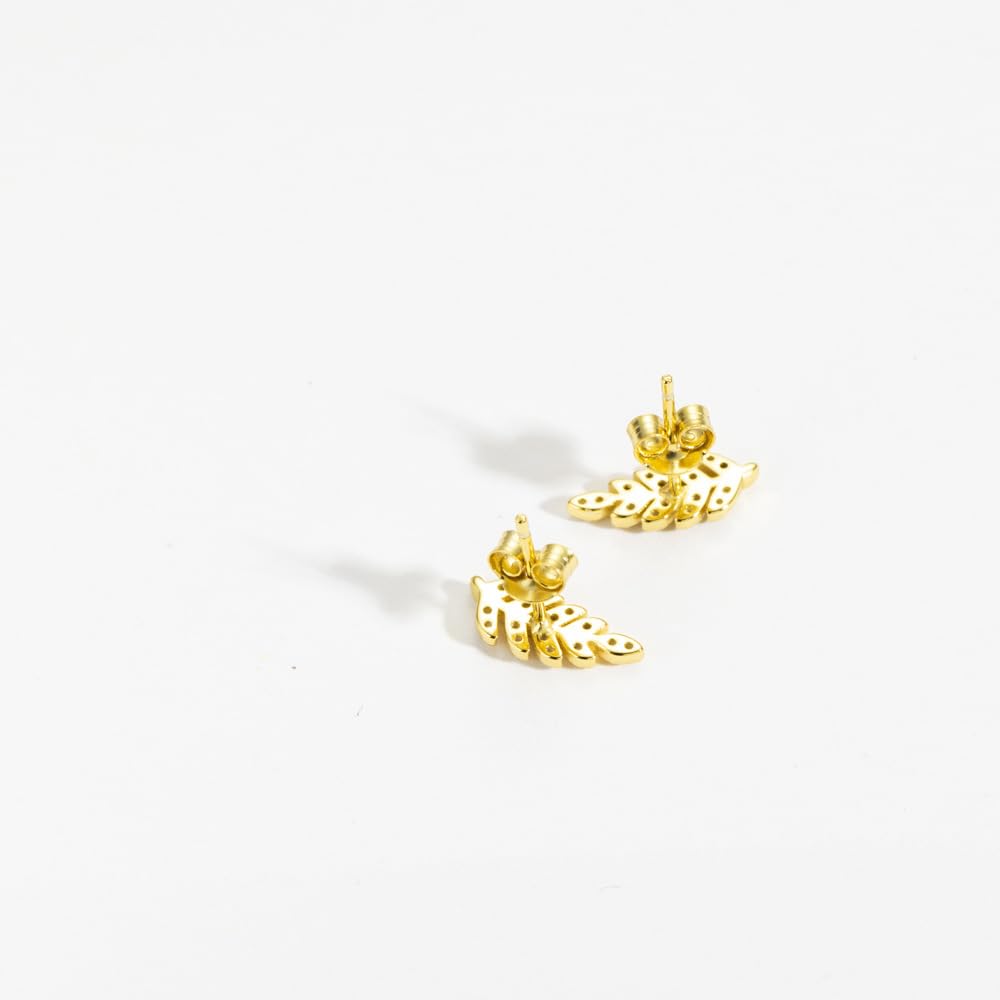 Rockyu レディースリーフピアス シルバー925 ジルコン 輝き上品 スタッドタイプ ギフトにもぴったり