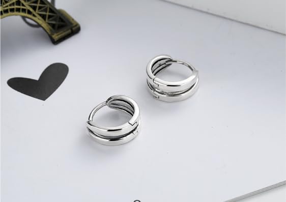 Rockyu 幾何学フープピアス シルバー925｜ユニセックス・ミニマルデザイン・男女兼用アクセサリー