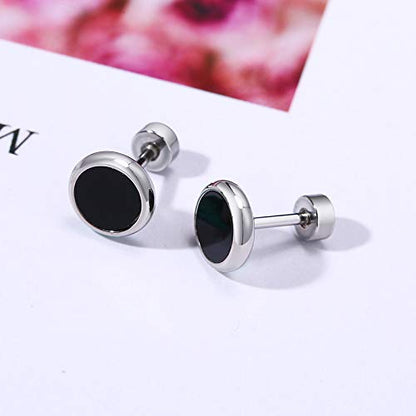 Rockyu ステンレスピアス レディース メンズ 両用 シンプル ラウンドスタッド 金属アレルギー対応 6色展開