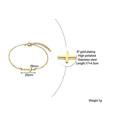 Rockyu クロスデザイン ネックレス＆ブレスレット ステンレス ゴールド／シルバー レディース