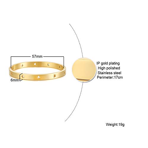 Rockyu スターモチーフ バングル ステンレス シルバー ゴールド ピンクゴールド レディース