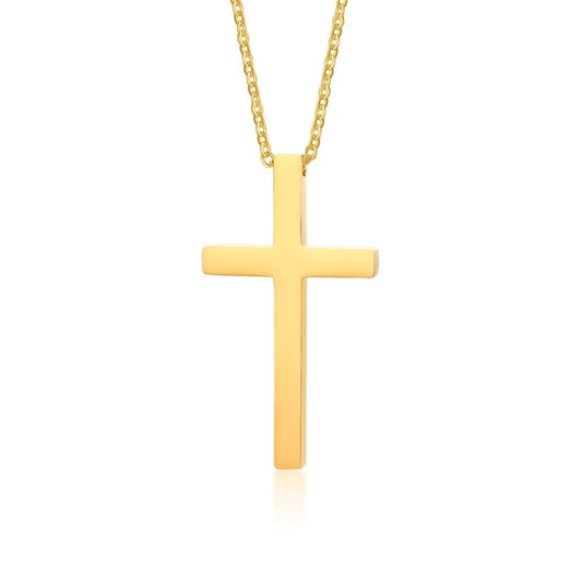 Rockyu チタン クロスネックレス メンズ ゴールド 十字架ペンダント 金属アレルギー対応 54mm×30mm