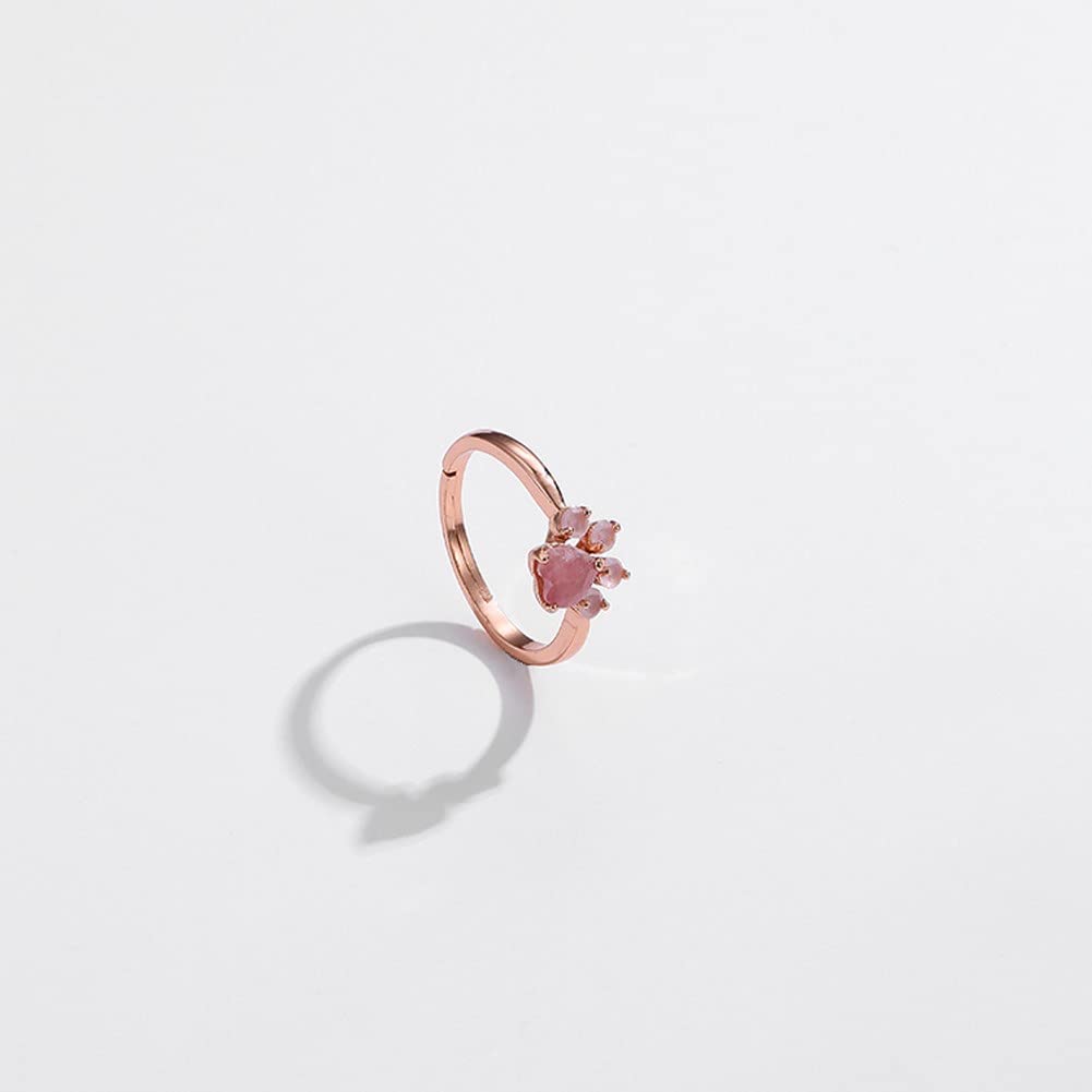 Rockyu 足跡リング シルバー925製 猫爪モチーフ フリーサイズ レディース