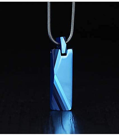 Rockyu ネックレス メンズ タングステンプレート シンプルミラーペンダント