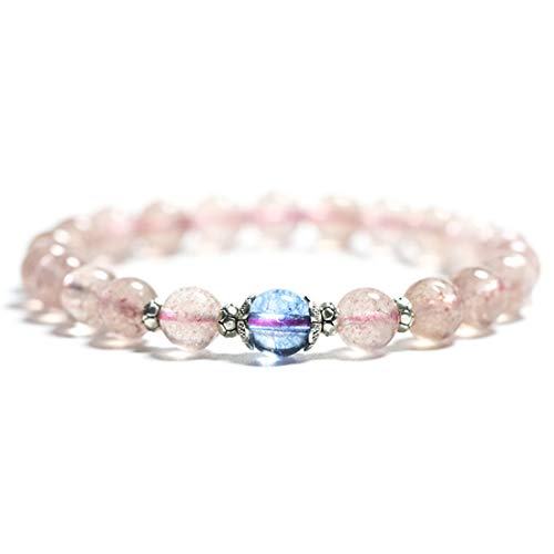 Rockyu ブレスレット レディース ピンククリスタル 天然石 ビーズ 数珠ブレス おしゃれアクセサリー