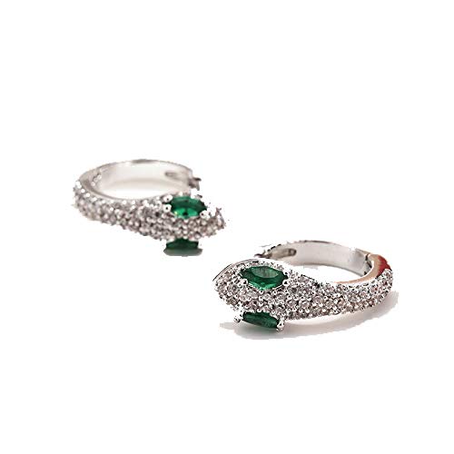 Rockyu 蛇モチーフ フープピアス レディース 両耳用 ジルコニア 18金仕上げ 金アレ対応