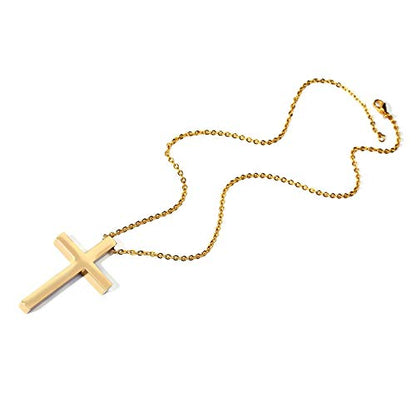 Rockyu チタン クロスネックレス メンズ ゴールド 十字架ペンダント 金属アレルギー対応 54mm×30mm