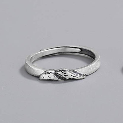 Rockyu 指輪 メンズ シルバー925 フリーサイズ 復古デザイン ペアリング 結婚婚約対応